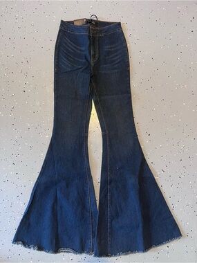 Lucky & Blessed Dark Blue Wide-Leg Flare Jeans